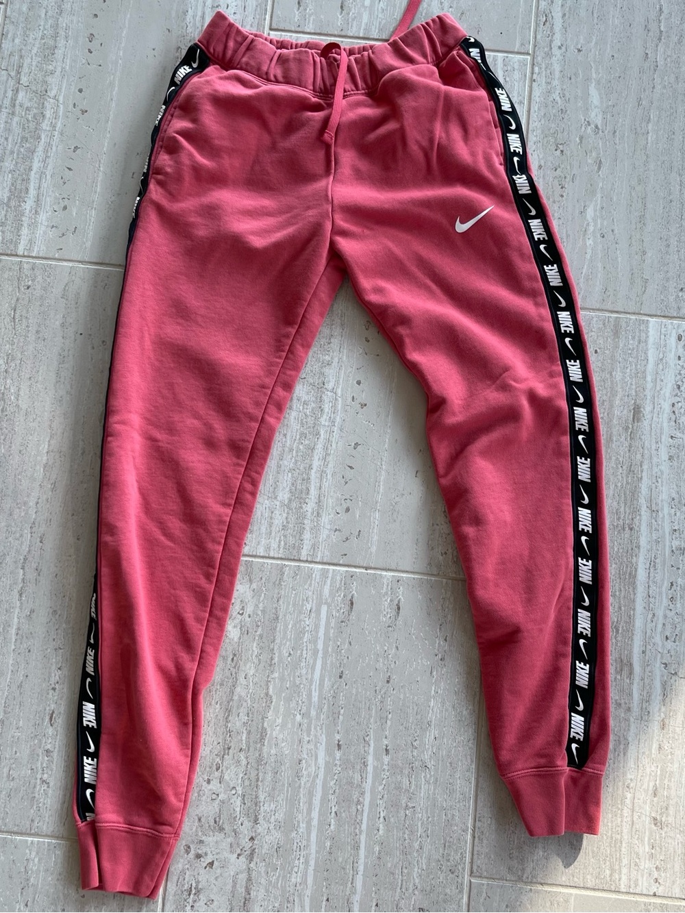 Nike Women's Sweatpants XS Pink Joggers Logo Side Tape Drawstring Casual